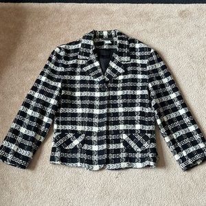 Ladies Black/Cream Buffalo Check button up jacket! Size L, Dressy or Casual